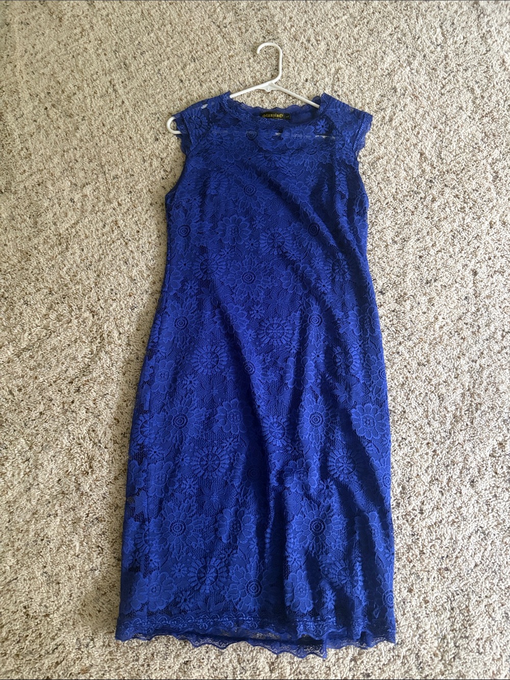 Royal Blue Lace Sleeveless Midi Dress - Women